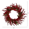 thumbnail image 4 of Nearly Natural 34in. Cypress Artificial Wreath with Berries and Pine Cones, 4 of 5
