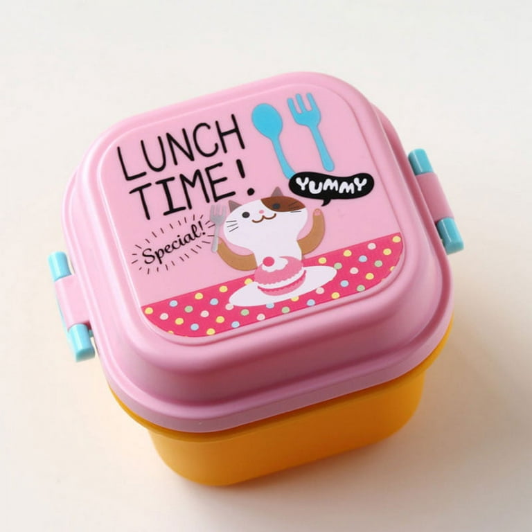 Hadanceo Kids Bento Lunch Box Cartoon Rabbit Multi-grid Design Anti Drop  Plastic Insulation Cold Preservation Microwave Food Container for School 