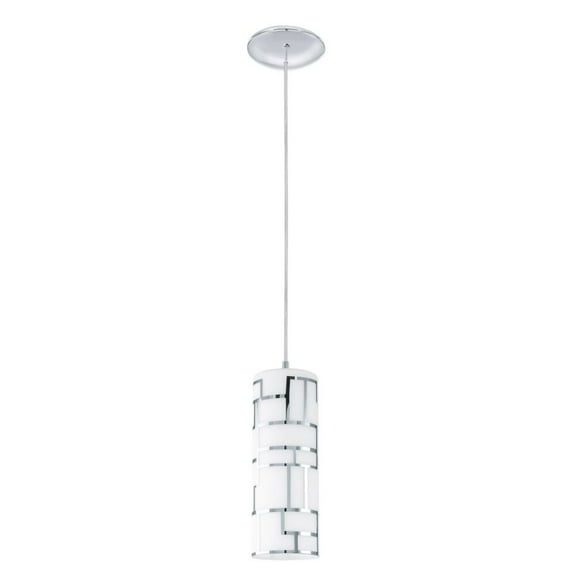 92562A-Eglo Lighting-Bayman - One Light Mini Pendant-Chrome Finish-White Glass Color   -Traditional Installation