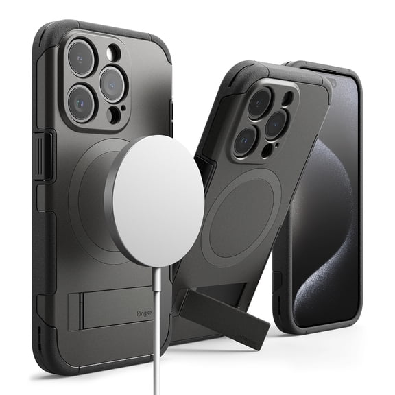 Ringke [Alles] Heavy-Duty Protective MagSafe Compatible Standing iPhone 15 Pro Case - GunMetal