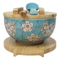 thumbnail image 5 of Blue Spring Blossoms Donburi Ramen Bowl With Lid Trivet Spoon Chopsticks Set, 5 of 9