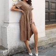 thumbnail image 1 of Vestido Sin Volantes Vestidos casuales de verano para mujer Vestido elegante con volantes para cóctel (Caqui S) Cgtredaw Para estrenar, 1 of 1