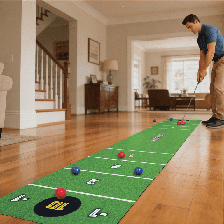 Shuffleboard Golf Game Set with Mat and Putters photo 3