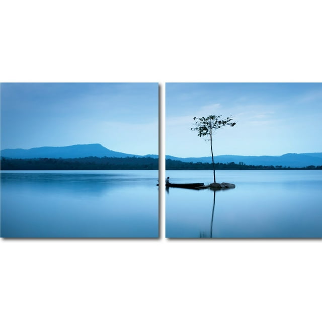 Baxton Studio Cerulean Stillness Mounted Photography Print Diptych