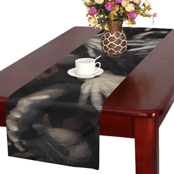 MKHERT Halloween Theme Ghost Zombie Bloody Hand Table Runner Home Decor for Wedding Party Banquet Decoration 16x72 Inch