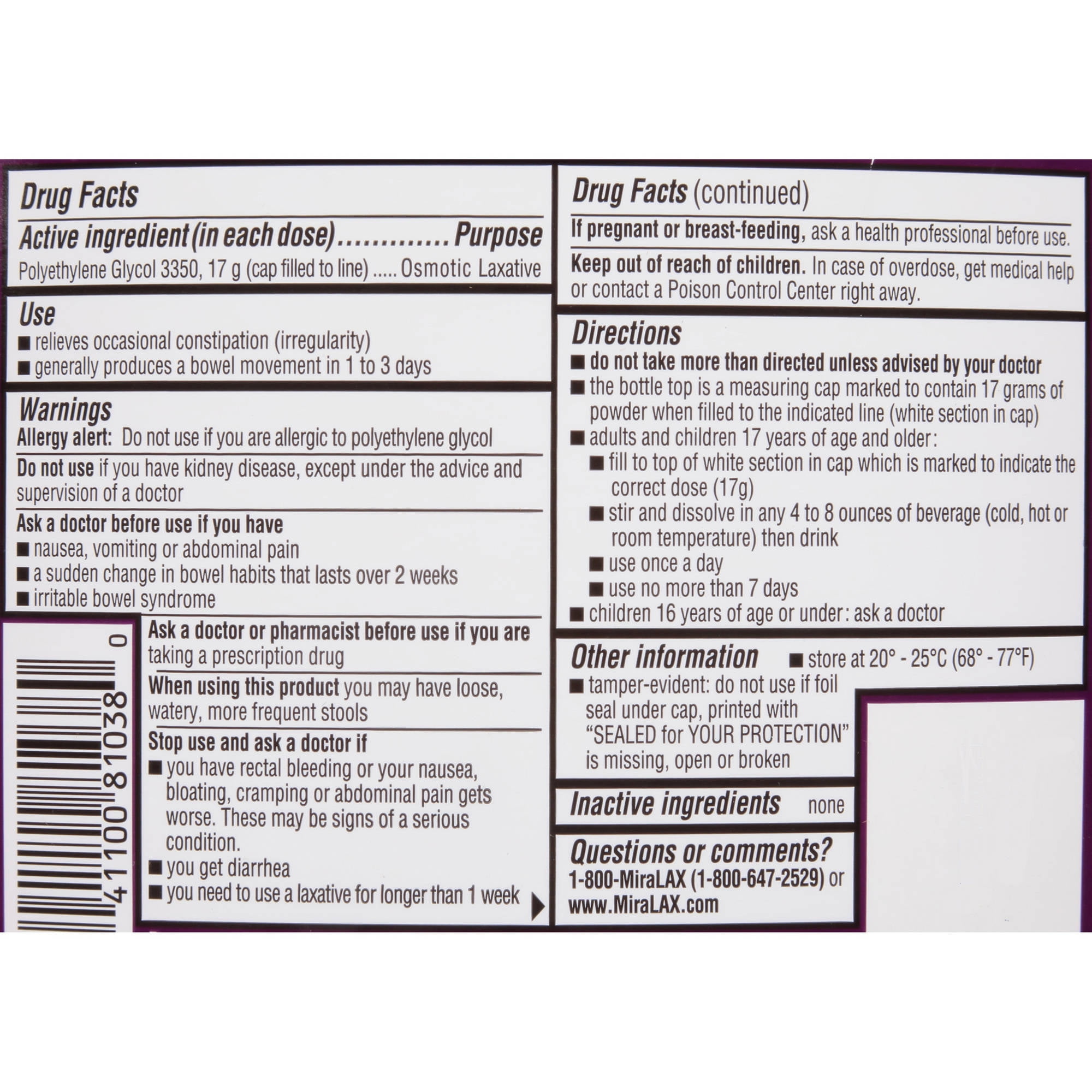 Miralax Dosage Chart For Adults