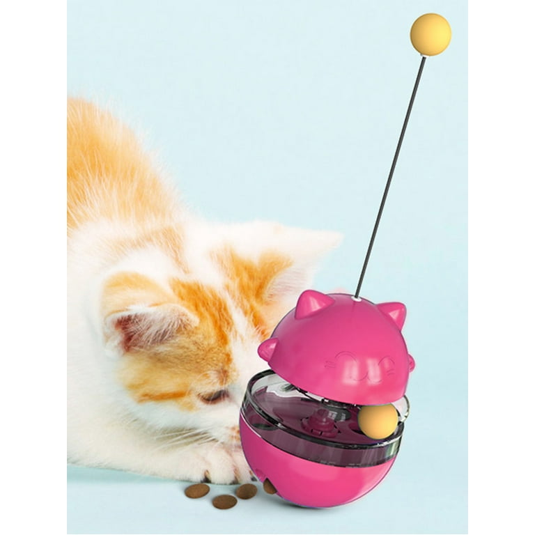 Skylety Cat Treat Dispenser Toy, Interactive Cat Feeder Toy for Indoor,  Slow Feeder Spring Toys for Cats Small Dogs Hunting Exercising, Blue