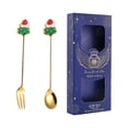 thumbnail image 4 of Cucharas de postre de acero inoxidable, tenedores, cucharas de té multiusos, cubiertos arbol azul, 4 of 9