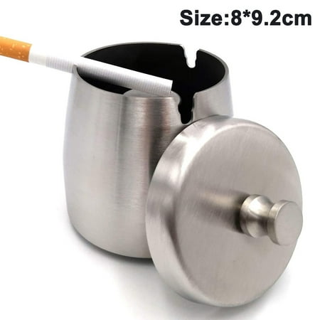 X-Large Outdoor Ashtray with Lid for Cigarettes,Stainless Steel  Windproof/Rainproof Heavy Hidden Ashtray for Outside Home Table (X-Large  Size)