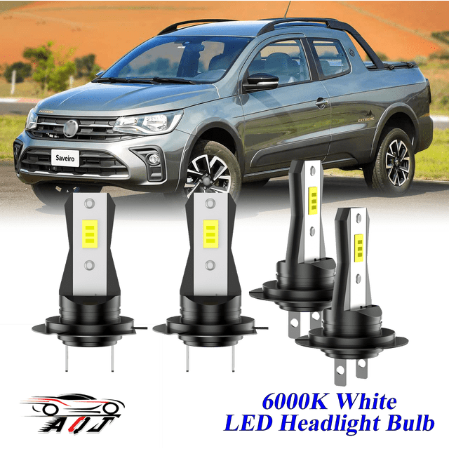Compatible con Volkswagen Saveiro 2010 2011 2012 2013 Kit de bombillas LED para faros (combo de luz alta y baja) (Paquete de 4), blancas 6500K 10,000LM súper brillantes, plug and play