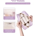 thumbnail image 3 of Travel Toiletry Bag Women Large Cosmetic Bag Travel Makeup Bag Organizer Medicine Bag for Toiletries Essentials Accessories, Purple Stripe, 3 of 8