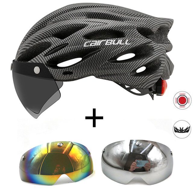 Cairbull-Casco ultraligero para bicicleta de montaña, gafas Led con visera extraíble, Accesorios para ciclismo Fivean Cascos de ciclismo