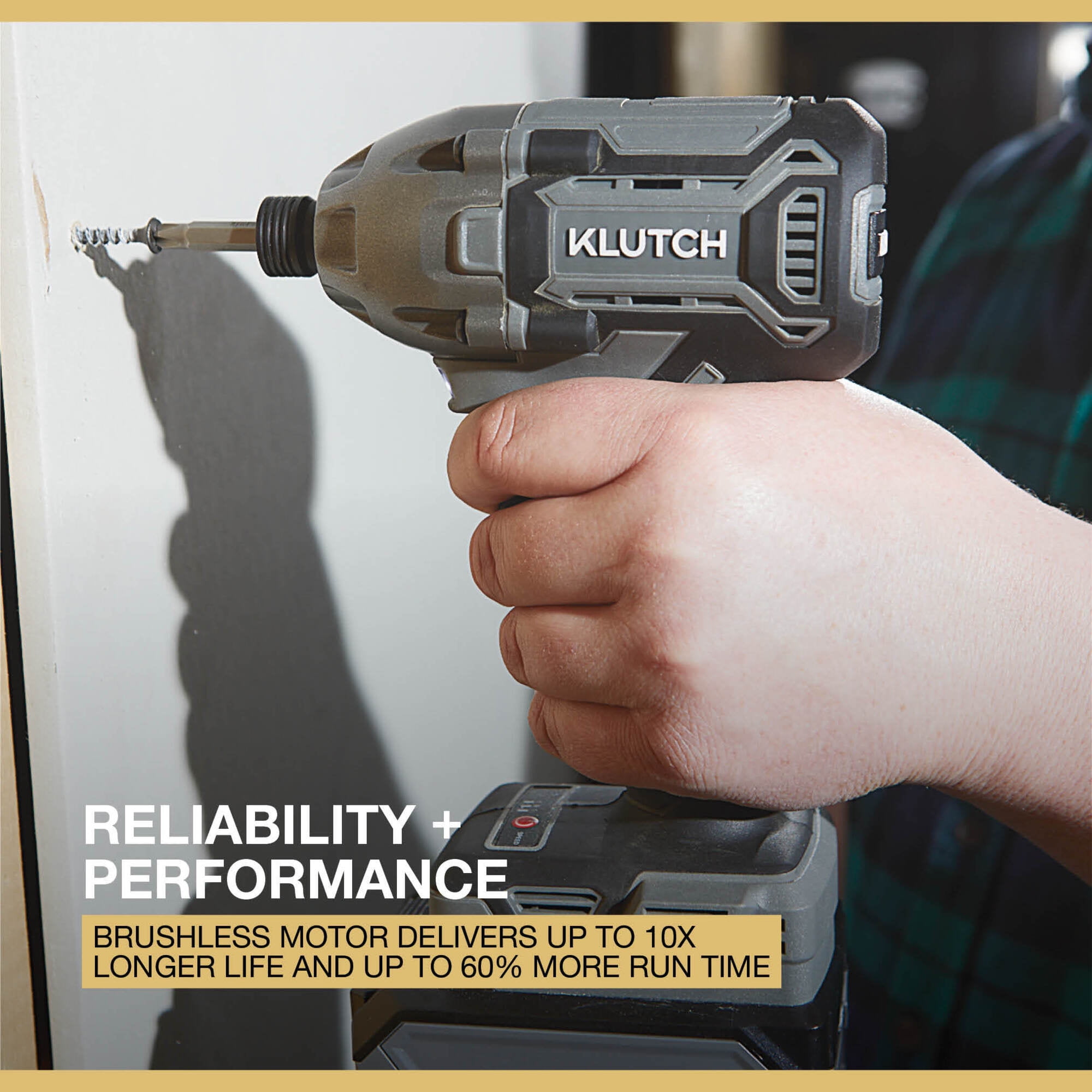 Klutch 1/4in. Impact Driver, KLiQ 20V, 200 Ft./Lbs. Breakaway Torque, Brushless, Cordless, Bare Tool