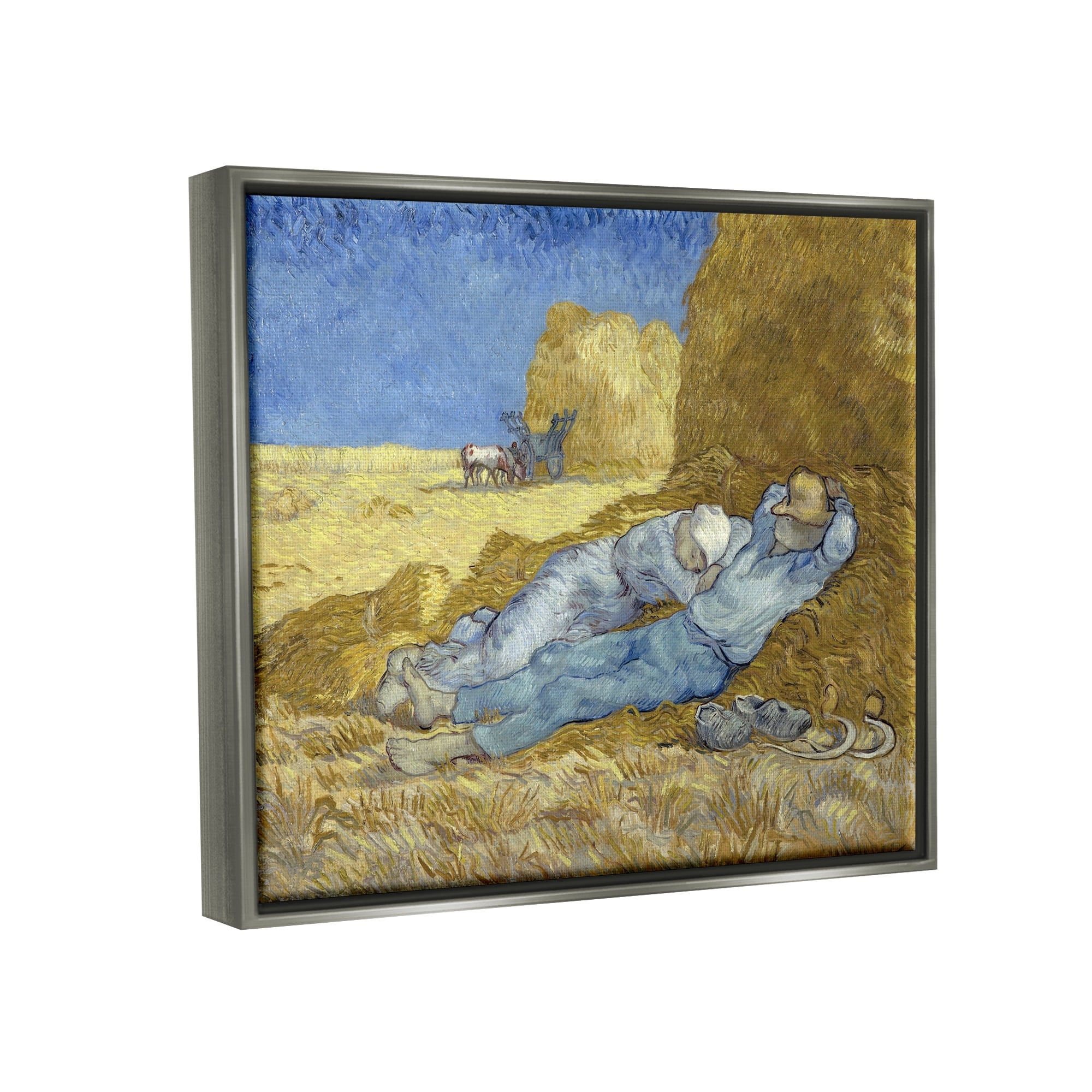 Stupell Industries The Siesta Vincent van Gogh Classic Painting Painting Luster Gray Floating Framed Canvas Print Wall Art, Design by one1000paintings