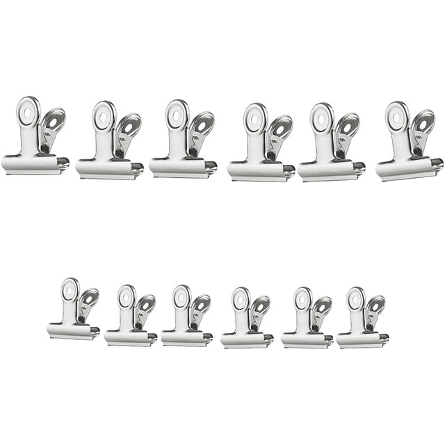 GOOHOCHY 12pcs acero inoxidable plata metal carpeta de papel agarre clips abrazadera herramienta de oficina suministros