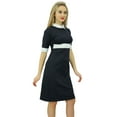 thumbnail image 6 of Bimba Women's Black Short Sleeve Collar Neck Bodycon Tshirt Dress Formal Wear, 6 of 9