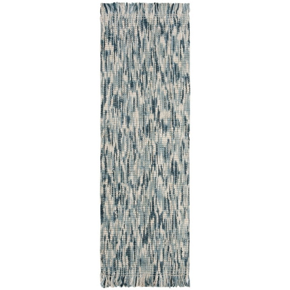 SAFAVIEH Natural Fiber Michayla Abstract Jute Runner Rug, Blue/Ivory, 2'6" x 8'