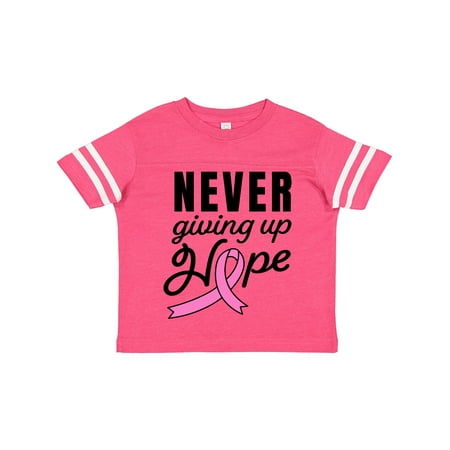 

Inktastic Breast Cancer Awareness Never Giving Up Hope Gift Toddler Boy or Toddler Girl T-Shirt