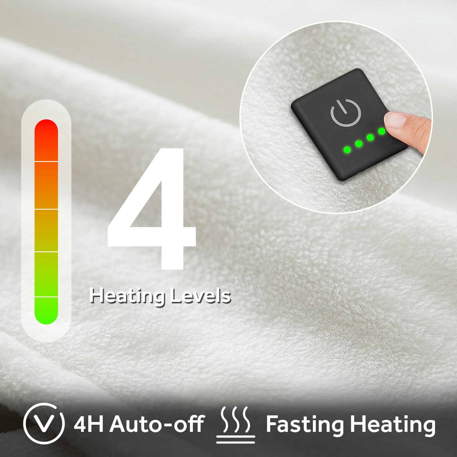 OldPAPA 50" x 60" Heated Blanket,Electric Blanket Throw,Double-Layer Flannel Heated Blanket with 4 Heating Settings,4 Hours Auto Off,5 Years Warranty,ETL Certified,Machine Washable