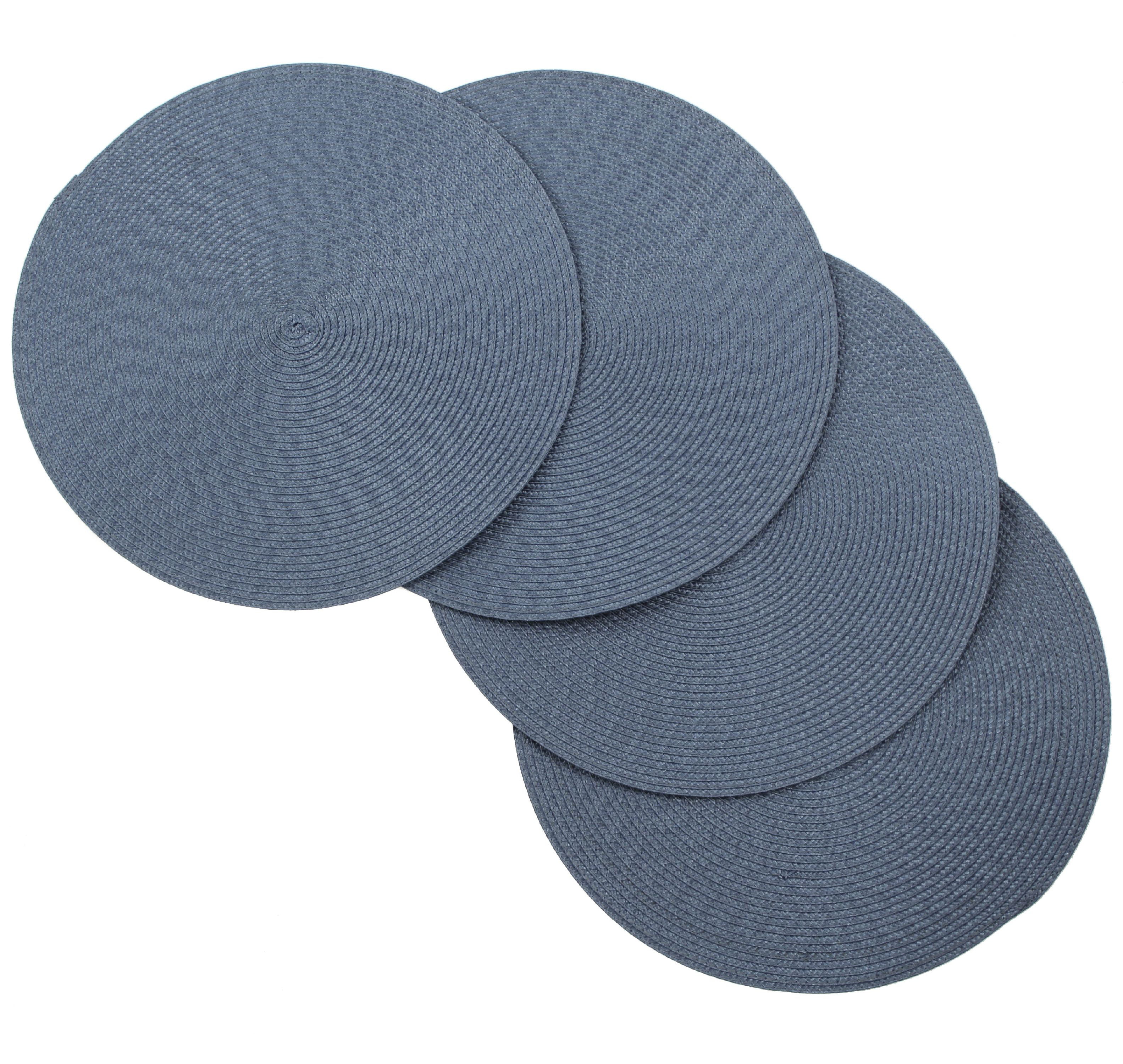 Vienna Woven Spiral Table Placemats 15, Navy Blue Round Placemats