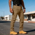 thumbnail image 2 of Dwellite Men's Work Pants 2026 Casual Fashion Cargo Pants Outdoor Hiking Solid Color Straight Leg Trouser with Pockets Brown S, 2 of 8