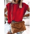 thumbnail image 3 of Michellecmm Women Solid Color Sweater Vests Crew Neck Cap Sleeve Loose Pullovers, 3 of 4