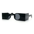 thumbnail image 4 of Funky Thick Artsy Rectangle Bar Keyhole Bridge Circle Lens Sunglasses Shiny Black - Black, 4 of 8