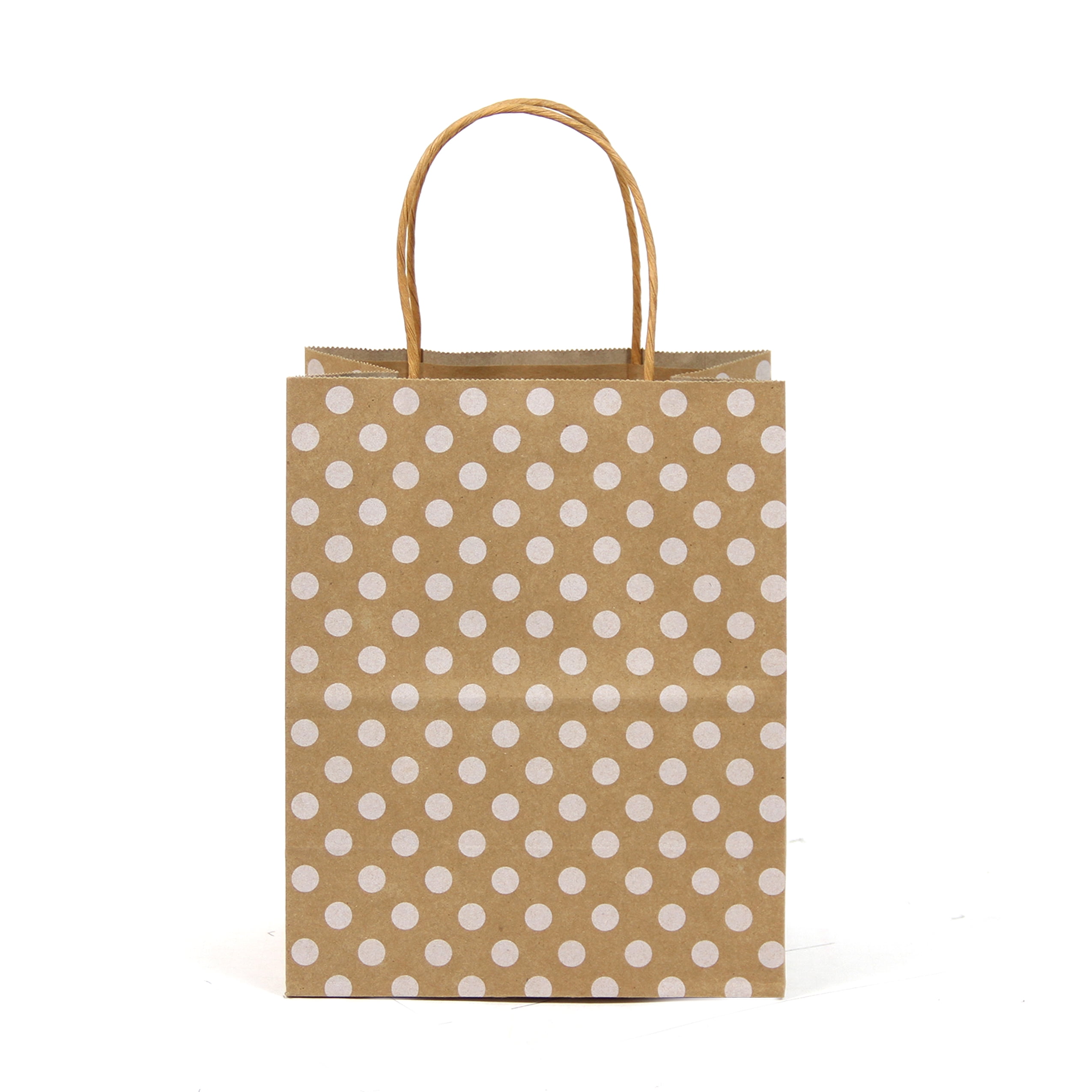 4 Unit (240 Count) Polkadots Natural Brown Kraft Bag, Birthday Party Gift Favor Bag Set
