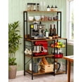 thumbnail image 4 of Bakers Rack with Power Outlet – 4-Tier Kitchen Storage Shelf for Microwave Oven – Coffee Bar Table with 6 S Hooks, Rustic Brown Hutch Cabinet Organizer – Multifunctional Kitchen Organizer, 4 of 9