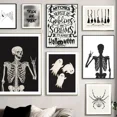 thumbnail image 4 of Nordic Halloween Skeleton Witchy Gothic Ghost Canvas Painting Pumpkin Bats Cat Poster Prints Wall Art for Living Room Decoration, 4 of 5