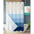 thumbnail image 2 of No Hook Shower Curtain with Snap in Liner, Navy Blue Striped Gradient Rustic Wood Board Hotel Shower Curtains for Bathroom, Washable Shower Curtain Liner Set with Mesh Top Window, 54"x78", 2 of 6