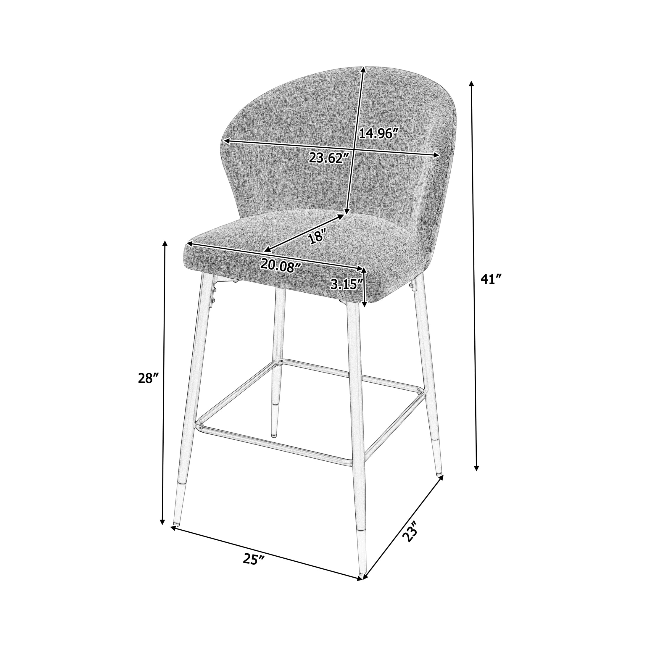 Christopher Knight Home Modern 28"H Counter Height Bar Stools, Jacquard Upholstery, Metal Frame, White, Set of 2