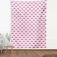 thumbnail image 4 of Floral Fabric by the Yard, Image of Silhouettes of Lotus Flowers in Continuous Pattern on Plain Background, Decorative Upholstery Fabric for Sofas and Home Accents, White Hot Pink by Ambesonne, 4 of 5