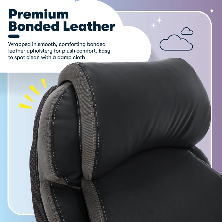 Serta Big & Tall Office Chair, AIR Tech, Bonded Leather, Black