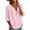 Cyan, variant on Gingham Check Print Henley Blouse for Women - 3/4 Puff Sleeve V-Neck Button Down Tunic, French Country Casual Summer Top Pink XL