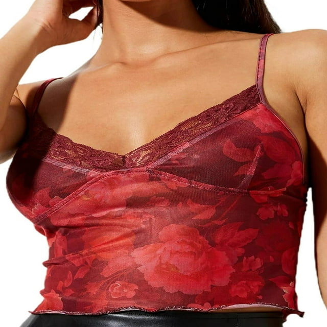 Women Lace Velvet Camisole Thin Straps Bodycon Camis Tops