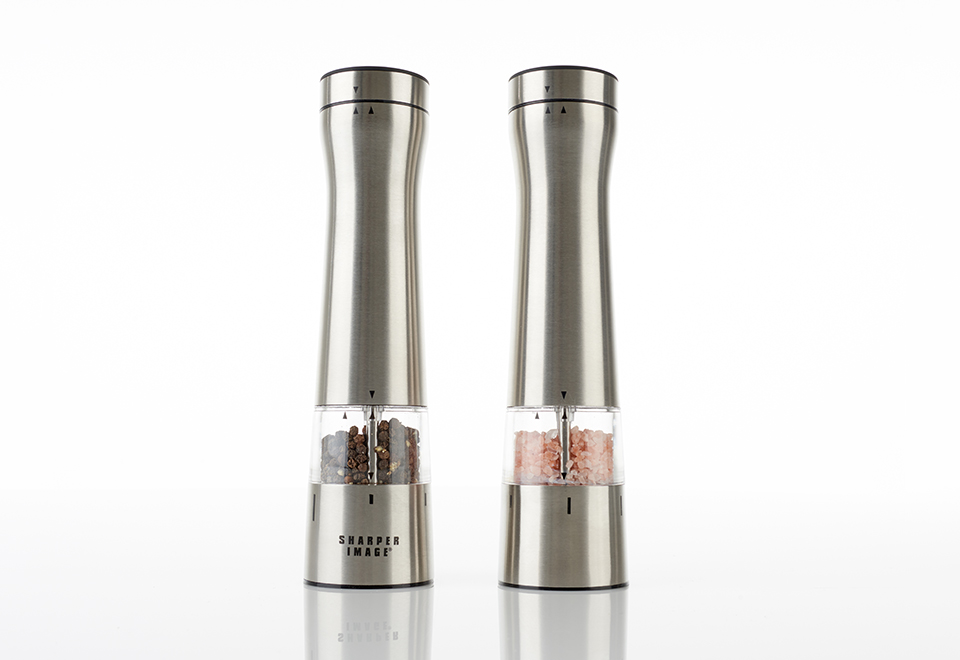sharper image illuminating electric salt and pepper mill set
