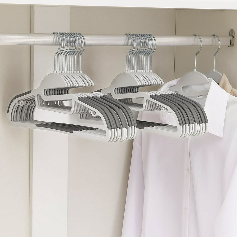 VECELO 25 Pack Heavy Duty Plastic Hangers, 360º Swivel Hook Coat Hangers,  Non-Slip, Space-Saving, Dark Gray 