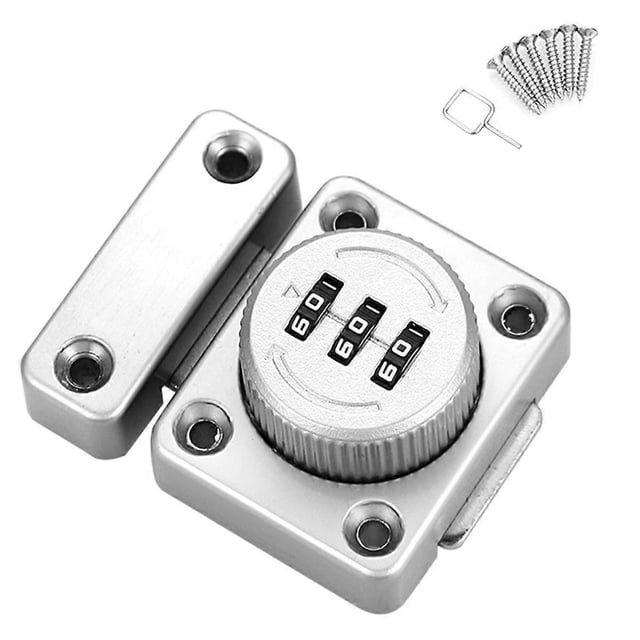 Cerradura de combinación sin llave para puerta de gabinete Cerradura mecánica con código de acceso de 3 dígitos para gabinete Ki Silver