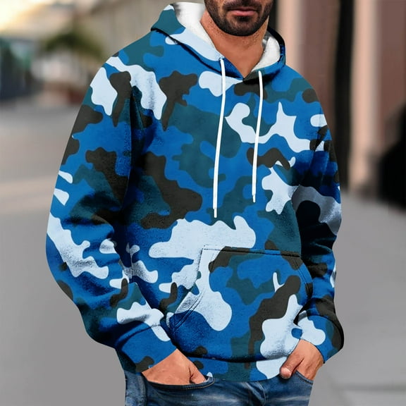 Aloohaidyvio Men's Camo Hoodies Oversized Fleece Pullover Sweatshirts Long Sleeve Hooded Sweatshirt with Pocket