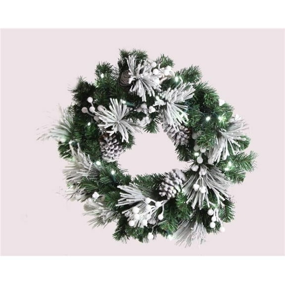 24 in. Flocked Christmas Wreath, White