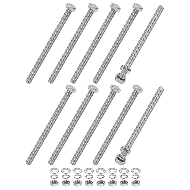 Uxcell Lot de 10 Vis Hexagonale avec Écrous Rondelles Plates et Verrouillables M8x120mm