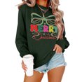 thumbnail image 2 of Wutalume Women's Casual Character Print Round Neck Long Sleeve Sweatshirt, Comfortable Loose Fit for Stylish and Relaxed Wear,for Home, Work, or Outdoor Activities,Army Green L, 2 of 3