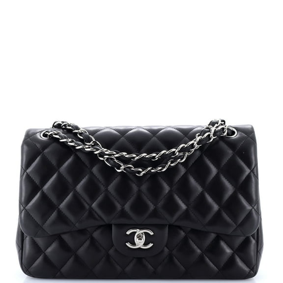 Pre-Owned Classic Double Flap Bag Quilted Lambskin Jumbo By Rebag