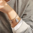 thumbnail image 3 of Double Layer Stainless Steel Necklace Fashion Black and White Plaid Bear Charm Bracelet for Men, YQZIYOU, 3 of 6