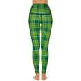 thumbnail image 5 of 2025 Leggins Workout Stretch Tights Sports Yoga Cute Waist High Sexy Leggings Print Lines Pockets Pants Yoga Plaid White And Green, 5 of 8