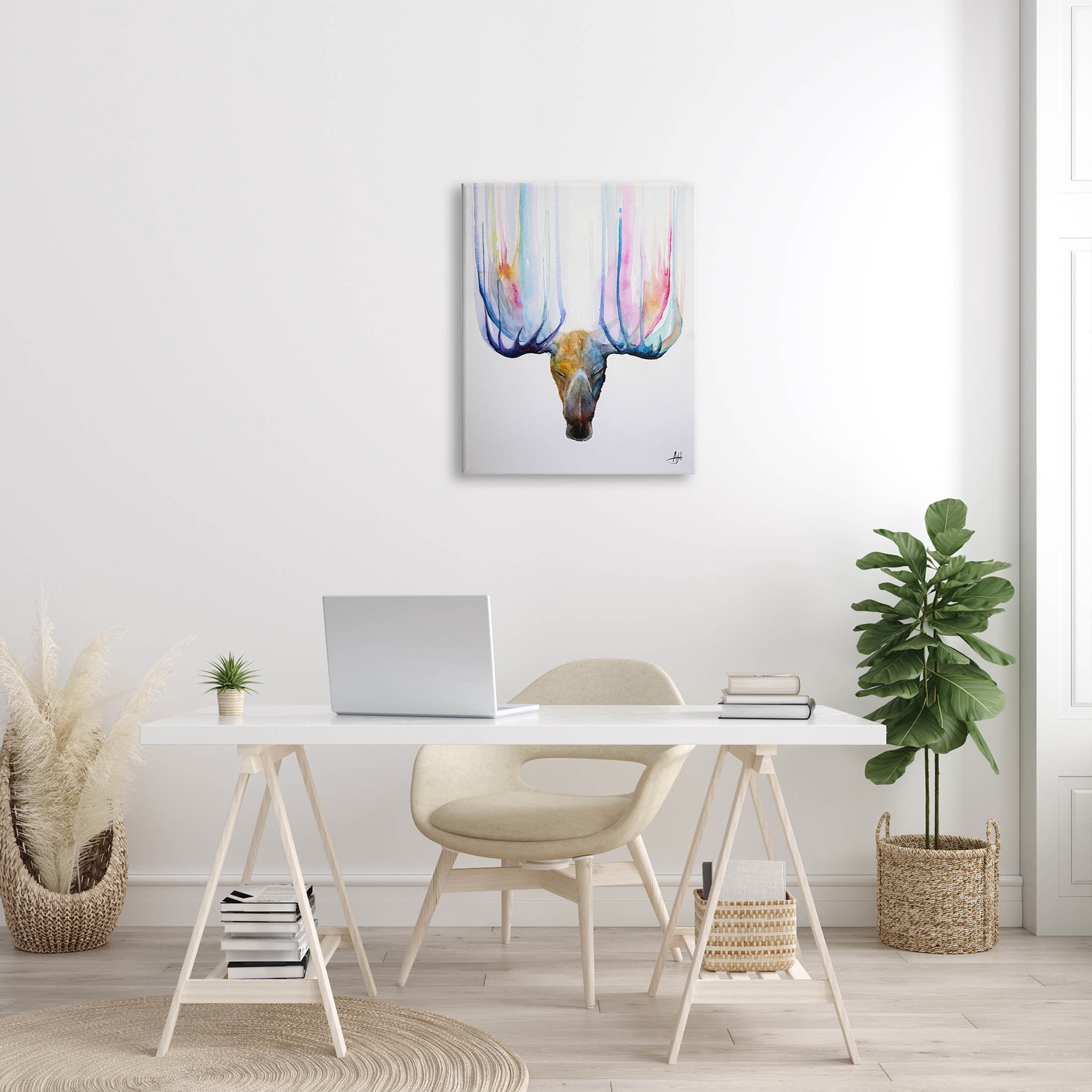 Antler Streaks Modern Deer Animals & Insects Graphic Art Gallery Wrapped Canvas Print Wall Art
