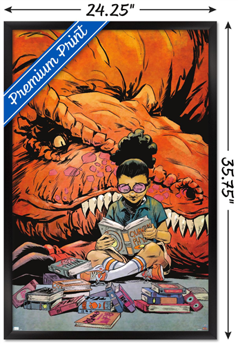 Marvel Moon Girl & Devil Dinosaur - Reading Wall Poster, 22.375" x 34" Framed