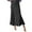 Black, variant on VONDA Women Fashion High Waist Ruffled Hem Baggy Skirt Solid Color Pleated Long Maxi Skirts