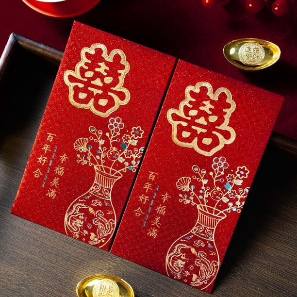 Xiao Hua Sobres rojos de Año Nuevo Chino, 12 sobres para dinero en efectivo, bolsillo de la suerte para Navidad, D16